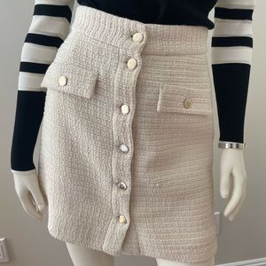 Maje Jiba Button-up Skirt in Ecru